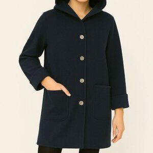 Vintage 90s Wool Jacket Winter Coat Navy Blue Minimalist Preppy Academia Neutral